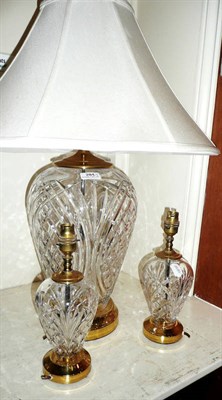 Lot 284 - Three Waterford crystal lamp bases