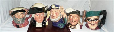 Lot 305 - Five Royal Doulton character jugs