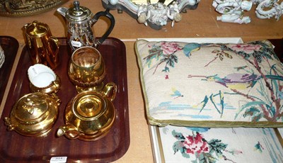 Lot 314 - Royal Worcester four piece ceramic tea set, Royal Winton Gold Age vase, a James Dixon & Sons plated