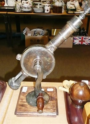 Lot 318 - Bar-mounted barrel corkscrew (worm lacking)