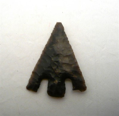 Lot 338 - Early flint arrow head (found Bromhills, 1886)