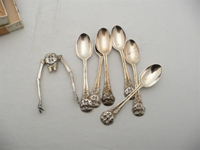 Lot 348 - Six novelty Victorian teaspoons and silver tongs