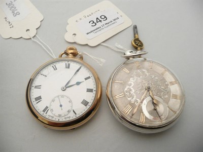 Lot 349 - A rolled gold pocket watch, movement signed 'Zenith' and a silver open-face pocket watch