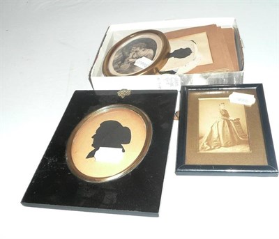 Lot 352 - Silhouette portraits, an engraving and a Victorian photograph