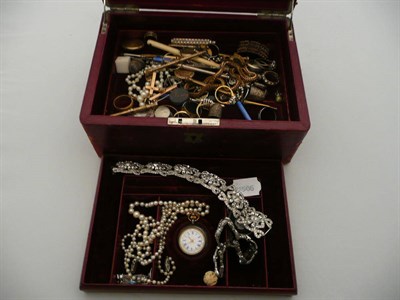 Lot 383 - A box of mixed jewellery including pendants and fobs, etc