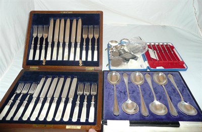 Lot 396 - Silver napkin rings, modern coins, flatware, etc