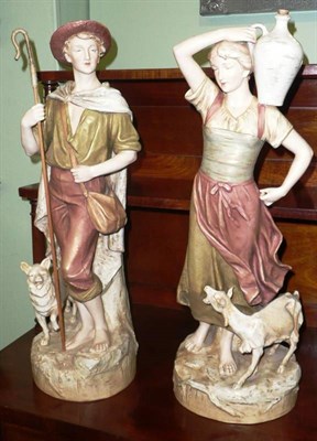 Lot 438 - Pair of Royal Dux figures, Shepherd and Watercarrier