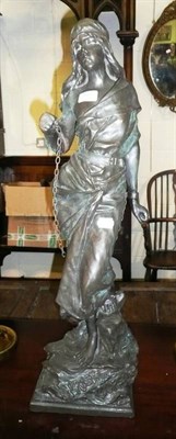 Lot 449 - Patinated resin figure "Prise de Corsaire" after E Villanis (damaged)