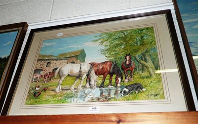 Lot 469 - Watercolour by the Alderson sisters of a farmyard scene, signed and dated 1978