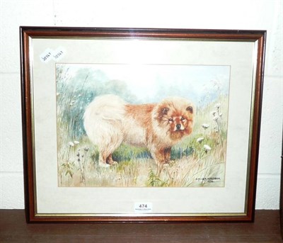 Lot 474 - DM & EM Alderson watercolour of a dog