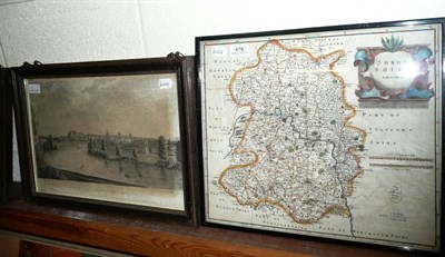 Lot 476 - A Robert Morden map of Shropshire. By and after Thomas Sanders - A View of Shrewsbury - a set...