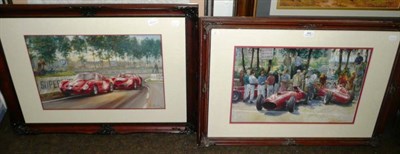 Lot 484 - Two framed motor racing prints after Alan Fearnley