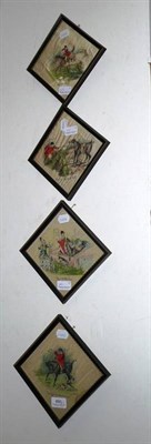 Lot 491 - A set of four hand-coloured hunting prints on silk