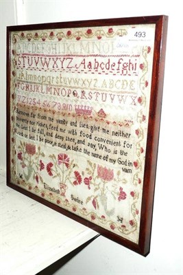 Lot 493 - A framed alphabet sampler, Elizabeth Swire