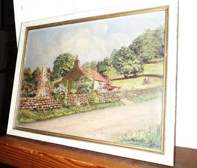 Lot 500 - Harold Pye, oil of cottage scene