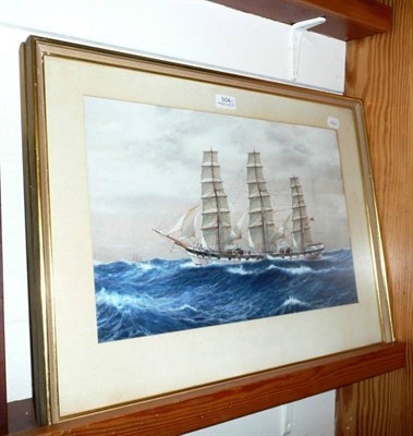 Lot 504 - Pair of watercolour/gouaches by L Papaluca - ships in an open sea