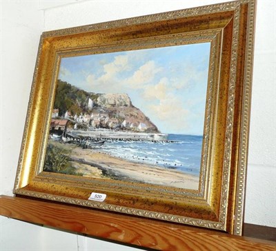 Lot 520 - Russel, 20th/21st century contemporary, Seaside Cliff and Harbour Scene, oil on board