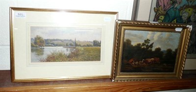 Lot 521 - Watercolour by Claude Rowbotham, summer landscape together with an oil painting, pastoral landscape