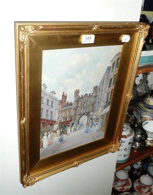 Lot 533 - Charles Rousse, watercolour, York Street Scene