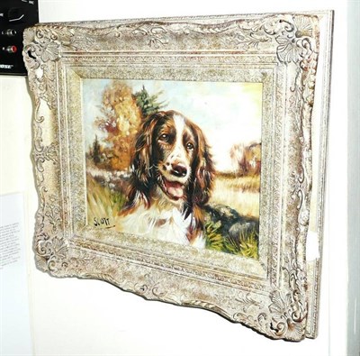 Lot 534 - Scott, signed oil of a dog