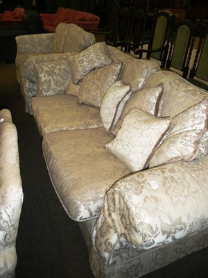 Lot 611 - Three piece suite including three-seater sofa, two-seater sofa and a single chair