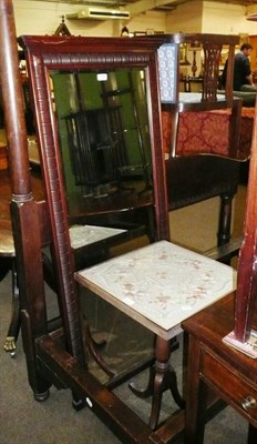 Lot 640 - A rectangular mirror, mahogany side table with single drawer, a towel rail and a tripod table