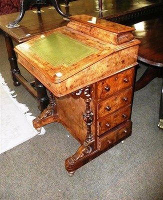 Lot 644 - Victorian inlaid walnut Davenport