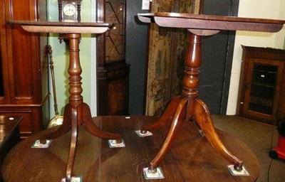 Lot 657 - Oak tripod table and a mahogany tripod table