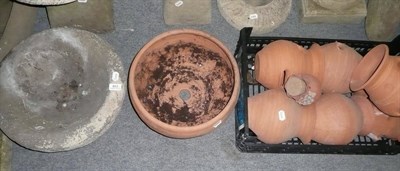 Lot 822 - Two re-constituted planters and plant pots