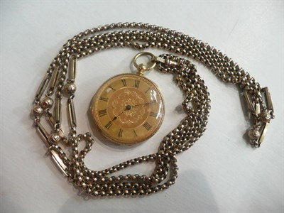 Lot 3 - Gold fob watch and a 9ct gold chain