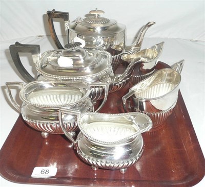 Lot 68 - Two electroplated three piece tea sets