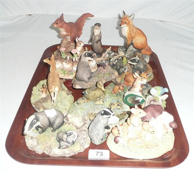 Lot 73 - Fourteen Border Fine Arts wild animal models including foxes, badgers, rabbits, mice, deer,...