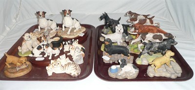 Lot 80 - Ten Border Fine Arts dogs and cats and Eleven Teviotdale dog models (two trays)