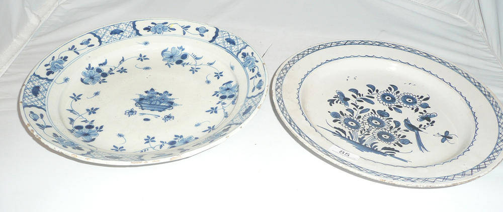 Lot 85 - Two 18th century blue and white plates