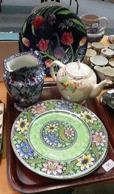 Lot 90 - Three Maling plates, Maling lustre teapot and Ringtons Chintz jug