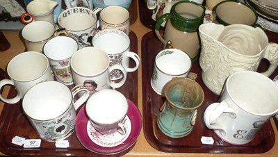 Lot 97 - Two trays of commemorative mugs