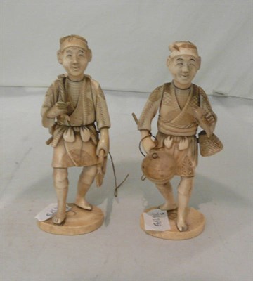 Lot 107 - Pair of carved ivory figures, circa 1900
