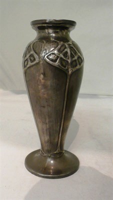 Lot 108 - A Tudric pewter baluster vase repousse with Art Nouveau seed pods and tendrills, no 02450