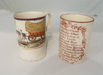 Lot 114 - Two late 18th century mugs (a.f.)