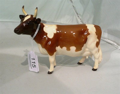 Lot 115 - Beswick Ayrshire cow Ch. 'Ickham Bessie', model No. 1350, brown and white gloss, 12.7cm high