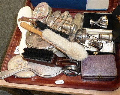 Lot 121 - Silver-backed dressing table pieces, brushes, etc