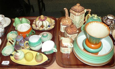 Lot 126 - Quantity of 1930's ceramics including a Clarice Cliff toast rack