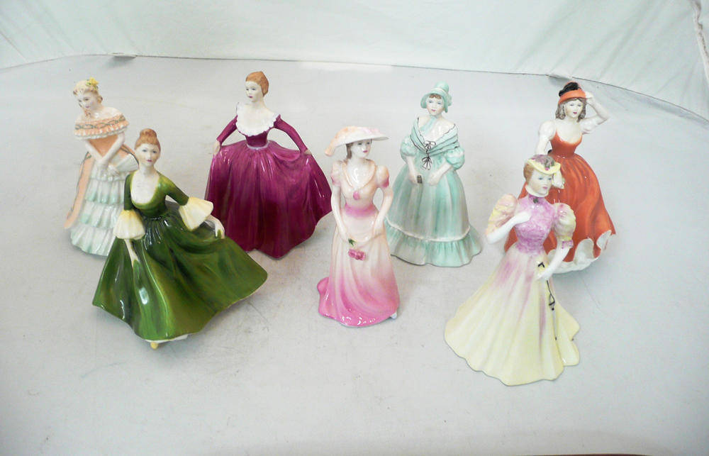 Lot 136 - Seven Coalport porcelain figures