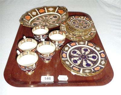 Lot 146 - Royal Crown Derby Imari-decorated tea set and an oval twin-handled dish