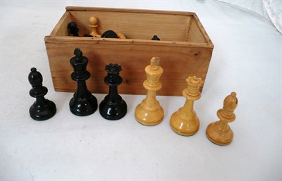 Lot 167 - Staunton-type chess set in pine box
