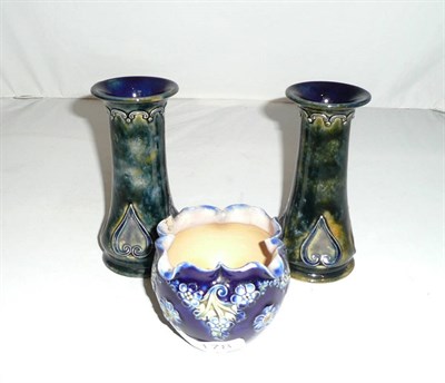 Lot 178 - A pair of Doulton vases and a small pot