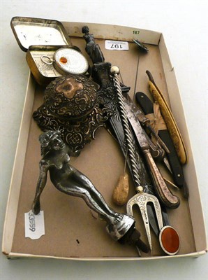 Lot 197 - Car mascot 'Spirit of Ecstasy', dagger, toasting fork, etc