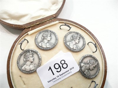 Lot 198 - Four silver dress buttons, Queensway enamel