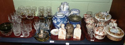 Lot 207 - Quantity of blue and white ceramics, glassware, a pair of wall plaques, tea wares, etc