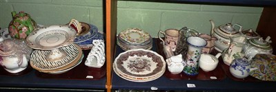 Lot 218 - Quantity of 19th century teapots, plates, china, etc